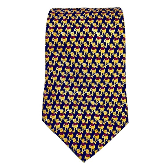 Disney Winnie the Pooh Limited Edition 100% Silk Necktie Tie Made in Italy Black - Picture 1 of 6